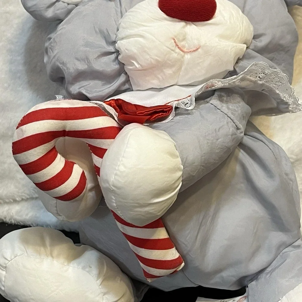 Fisher Price Puffalumps Plush Christmas Santa Mouse Candy Cane Vintage 1987